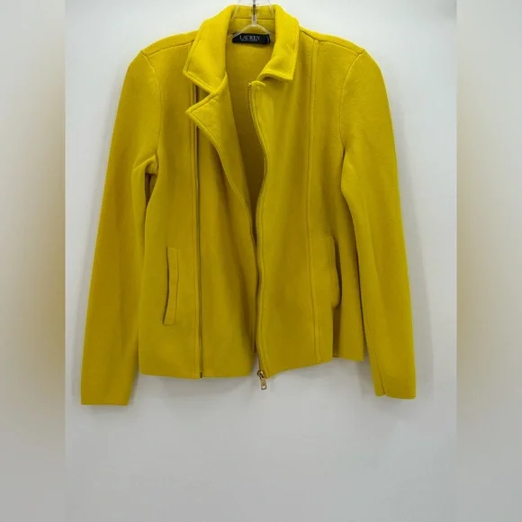 Lauren Ralph Lauren Cotton-Blend Moto Asymmetrical Zip Tailored Jacket SZ-M - Picture 12 of 16